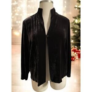 Eileen Fisher Gray Velvet One Button Cardigan -Size Large